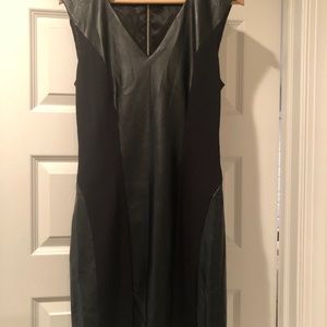 Black faux leather/knit party dress NWT size 8-10